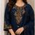 Cotton cambric straight kurti-pant-dupatta set