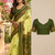 lemon yellow printed chanderi cotton ready to wear saree with unstitched blouse