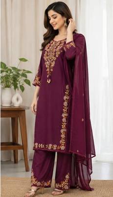 Cotton cambric straight kurti-pant-dupatta set 4