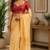 light yellow printed chanderi cotton ready to wear saree with unstitched blouse