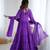 Purple floral print georgette stitched anarkali style gown with dupatta for women