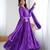 Purple floral print georgette stitched anarkali style gown with dupatta for women