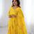 Yellow floral print georgette stitched anarkali style gown with dupatta for women