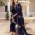 Blue embroidered faux georgette women's kurta set