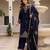 Blue embroidered faux georgette women's kurta set