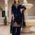 Blue embroidered faux georgette women's kurta set