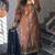 Golden embroidered faux georgette women's kurta set