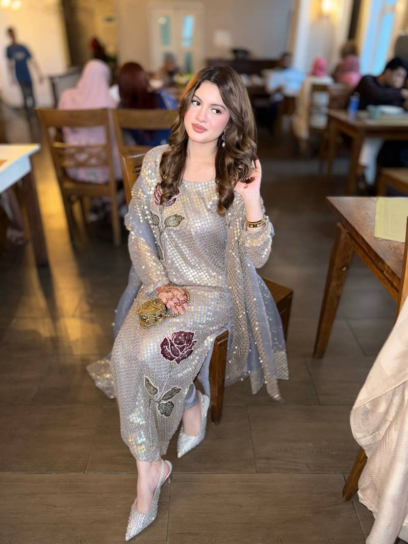 Golden embroidered faux georgette women's kurta set