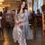 Golden embroidered faux georgette women's kurta set