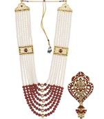   groom sherwani necklace moti mala layered for wedding | groom mala with brooch set