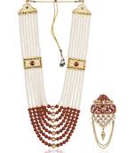   groom sherwani necklace moti mala layered for wedding | groom mala with brooch set