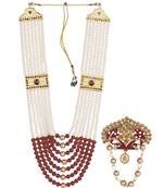   groom sherwani necklace moti mala layered for wedding | groom mala with brooch set