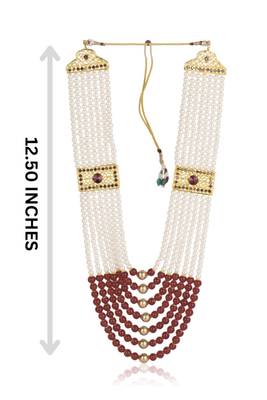   groom sherwani necklace moti mala layered for wedding | groom mala with brooch set 2
