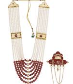   groom sherwani necklace moti mala layered for wedding | groom mala with brooch set