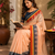 peach printed chanderi cotton ready to wear saree with unstitched blouse