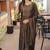 Brown embroidered work kanchi cotton kurta set for women