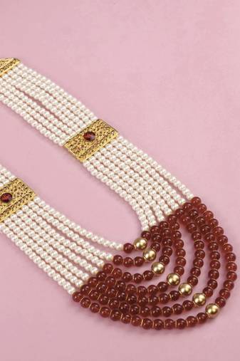   pearl beads dulha groom sherwani mala for   for wedding | layered mala | perfect for groom