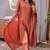 Orange embroidered work kanchi cotton kurta set for women