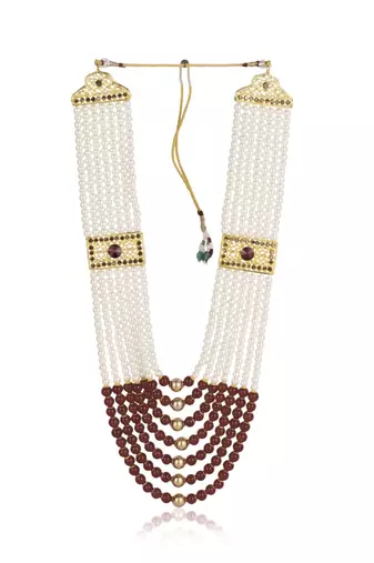   pearl beads dulha groom sherwani mala for   for wedding | layered mala | perfect for groom