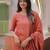 Orange embroidered work kanchi cotton kurta set for women