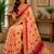 peach magenta printed chanderi cotton ready to wear saree with unstitched blouse