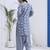 Grey floral printed cotton stitched co-ord set with pants for women