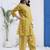 Mustard floral printed cotton stitched co-ord set with pants for women