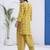 Mustard floral printed cotton stitched co-ord set with pants for women