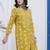 Mustard floral printed cotton stitched co-ord set with pants for women