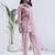 Mauve kantha embroidered cotton co-ord set with pant for women