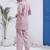 Mauve kantha embroidered cotton co-ord set with pant for women