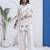 White kantha embroidered cotton co-ord set with pant for women