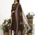 Brown plain cotton stitched anarkali kurta set with dupatta for women