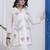 White kantha embroidered cotton co-ord set with pant for women