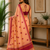 peach magenta printed chanderi cotton ready to wear saree with unstitched blouse