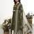 Green plain cotton stitched anarkali kurta set with dupatta for women
