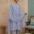 Blue plain chanderi cotton stitched a-line kurta set with dupatta for women