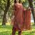 Red floral printed cotton stitched straight kurta set with dupatta for women