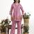 Purple floral printed cotton stitched co-ord set with pants for women