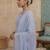 Blue plain chanderi cotton stitched a-line kurta set with dupatta for women