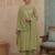Green plain chanderi cotton stitched a-line kurta set with dupatta for women