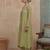 Green plain chanderi cotton stitched a-line kurta set with dupatta for women