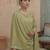 Green plain chanderi cotton stitched a-line kurta set with dupatta for women