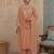 Peach plain chanderi cotton stitched a-line kurta set with dupatta for women