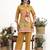 Mustard floral printed cotton stitched co-ord set with pants for women