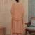Peach plain chanderi cotton stitched a-line kurta set with dupatta for women