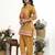 Mustard floral printed cotton stitched co-ord set with pants for women