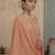 Peach plain chanderi cotton stitched a-line kurta set with dupatta for women