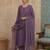 Purple plain chanderi cotton stitched a-line kurta set with dupatta for women