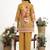 Mustard floral printed cotton stitched co-ord set with pants for women